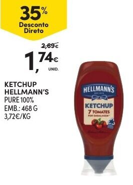 Continente Ketchup Hellmann's 468g promoção