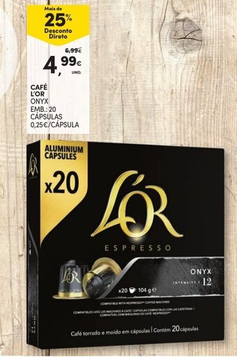 Continente Café L'or Onyx 20 cápsulas promoção