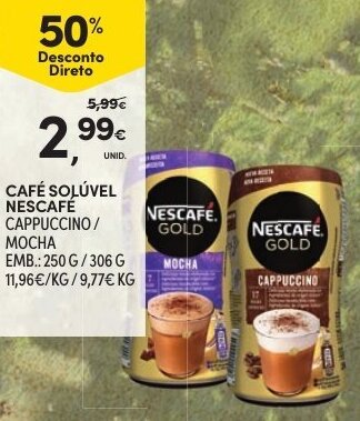 Continente Café Soluvél Nescafé 250g/306g promoção
