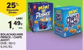 Continente Bolachas Mini Prince/Chips Ahoy 160g promoção