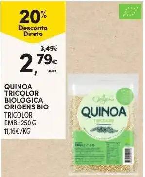 Continente Quinoa Tricolor Biológica Origens Bio 250g promoção