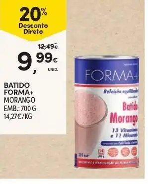 Continente Batido Forma+ Morango 700g promoção