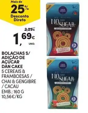 Continente Bolachas S/Adição de Açúcar Dan Cake 160g promoção