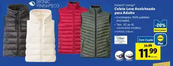 Lidl Esmara/ Livergy Colete Leve Acolchoado para Adulto promoção