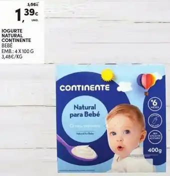 Continente Iogurte Natural Continente 4 x 100g promoção