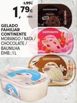 Continente Gelado Familiar Continente 1L promoção