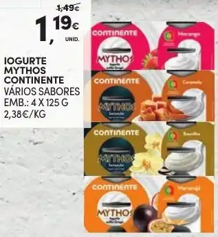 Continente Iogurte Mythos Continente 4 x 125g promoção