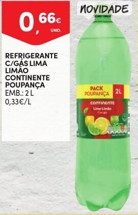 Continente Refrigerante C/Gás Lima Limão Continente Poupança 2L promoção