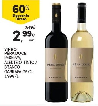 Continente Vinho Pêra Doce 75cl promoção