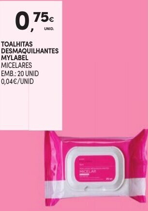 Continente Toalhitas Desmaquilhantes MyLabel 20 Unid promoção