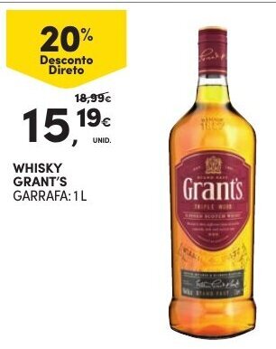 Continente Whisky Grant's 1L promoção
