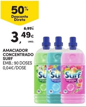 Continente Amaciador Concentrado Surf 90 Doses promoção
