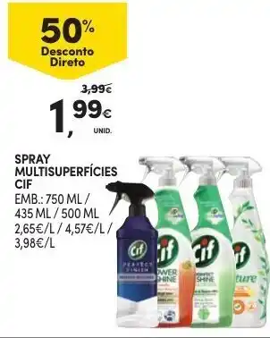 Continente Spray Multisuperfícies Cif 750ml/ 435ml/ 500ml promoção