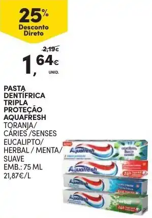 Continente Pasta Dentífrica Tripla Proteção Aquafresh 75ml promoção
