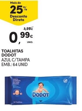 Continente Toalhitas Dodot 64 unid promoção