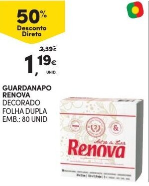 Continente Guardanapo Renova 80 Unid promoção