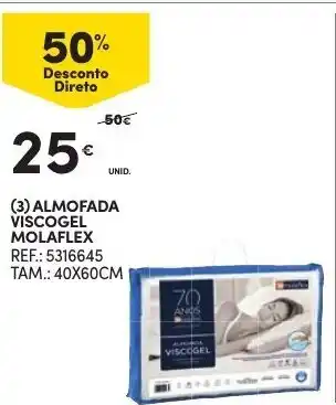 Continente Almofada Viscogel Molaflex 40 x 60cm promoção