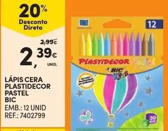 Continente Lápis Cera Plastidecor Pastel BIC 12 Unid promoção
