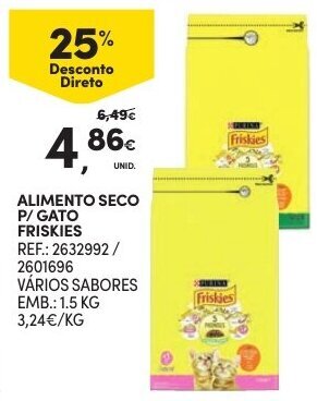 Continente Alimento Seco P/Gato Friskies 1,5kg promoção