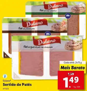 Lidl Dulano Sortido de Patês 2 x 75g promoção