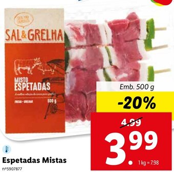 Lidl Espetadas Mistas 500g promoção