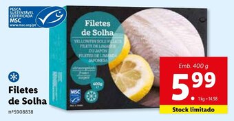 Lidl Filetes de Solha 400g promoção