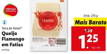 Lidl Terra do Vento Queijo Flamengo em Fatias 275g promoção
