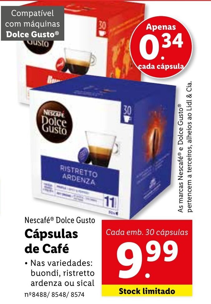 Promoção Nescafé Dolce Gusto Cápsulas de Café 30Cápsulas em Lidl