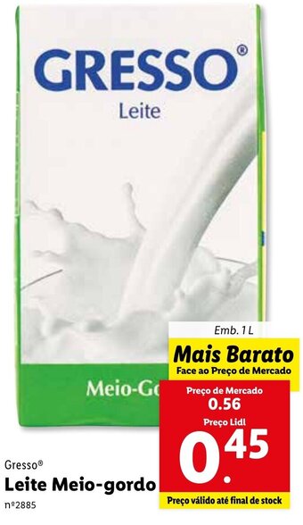 Lidl Gresso Leite Meio-gordo 1L promoção