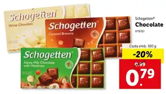 Lidl Schogetten Chocolate 100g promoção