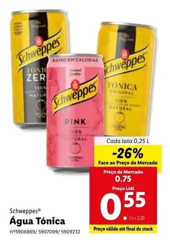 Lidl Schweppes Água Tónica 0,25L promoção