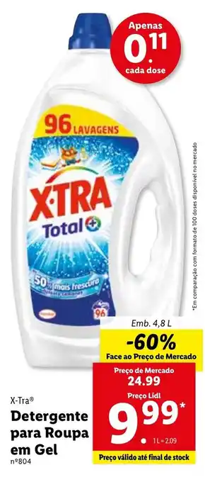 Lidl X-Tra Detergente para Roupa em Gel 4,8L promoção