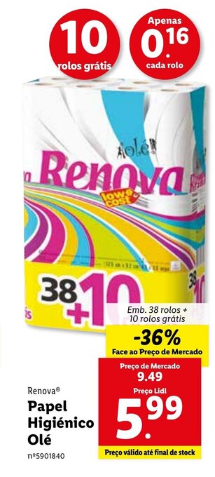 Lidl Renova Papel Higiénico Olé promoção