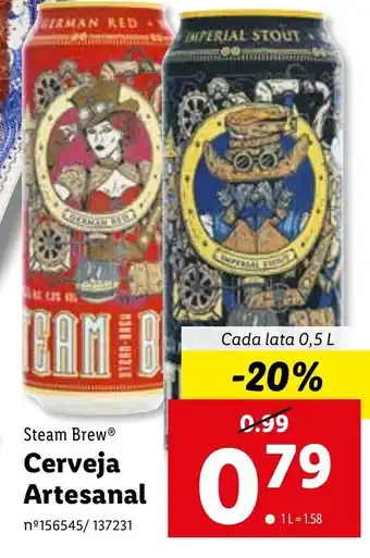 Lidl Steam Brew Cerveja Artesanal 0,5L promoção