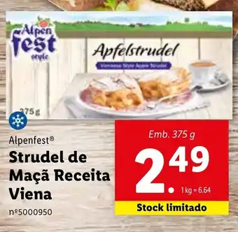 Lidl Alpenfest de Maçã Receita Viena 375g promoção