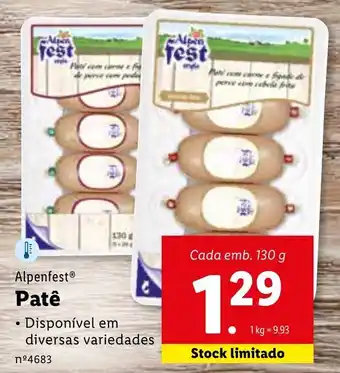 Lidl Alpenfest Patê 130g promoção