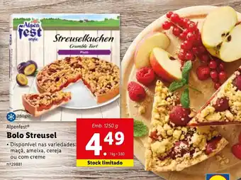 Lidl Alpenfest Bolo Streusel 1250g promoção