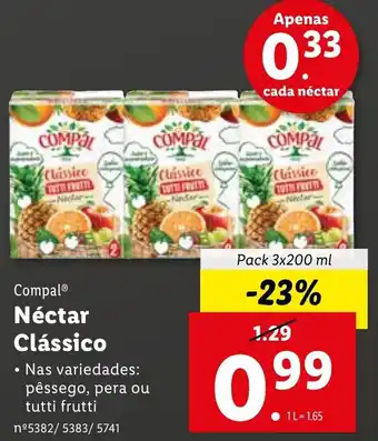 Lidl Compal Nétar Clássico 3 x 200ml promoção