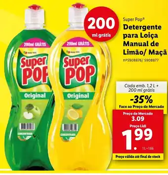 Lidl Super Pop Detergente para Loiça Manual de Limão/Maçã 1,2L promoção