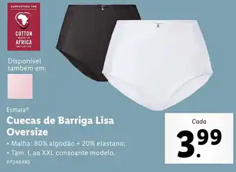 Lidl Eamara Cuecas de Barriga Lisa Oversize L ao XXL promoção