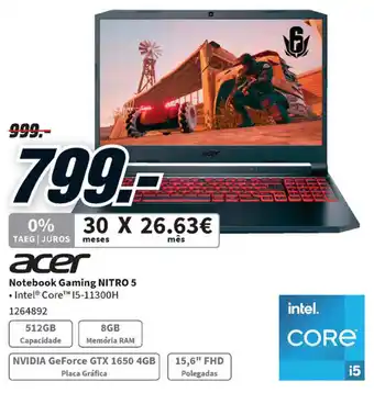MediaMarkt Acer Notebook Gaming Nitro 5 promoção