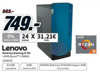MediaMarkt Lenovo Desktop Gaming IC G5 promoção