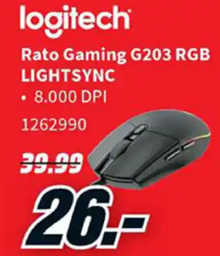 MediaMarkt Logitech Rato Gaming G203 RGB promoção
