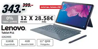 MediaMarkt Lenovo Tablet P11 promoção