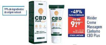 ALDI Weider Creme Massagem Cânhamo CBD Plus 75ml promoção