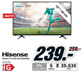 MediaMarkt Hisense Smart LED HD 32A5600 promoção