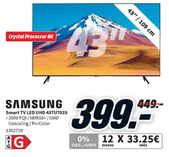 MediaMarkt Samsung Smart TV LED UHD 43TU7025 promoção