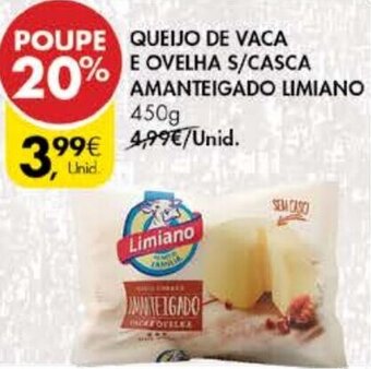 Queijo de Vaca E Ovelha S/Casca Amanteigado Limiano 450g