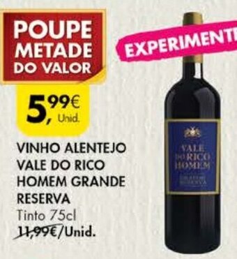 Pingo Doce Vinho ALentejo Vale do Rico Homem Grande Reserva 75cl promoção