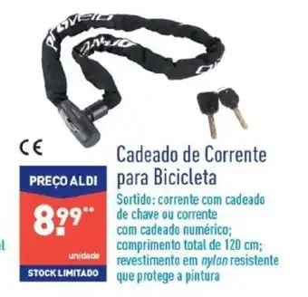 ALDI Cadeado de Corrante para Bicicleta promoção